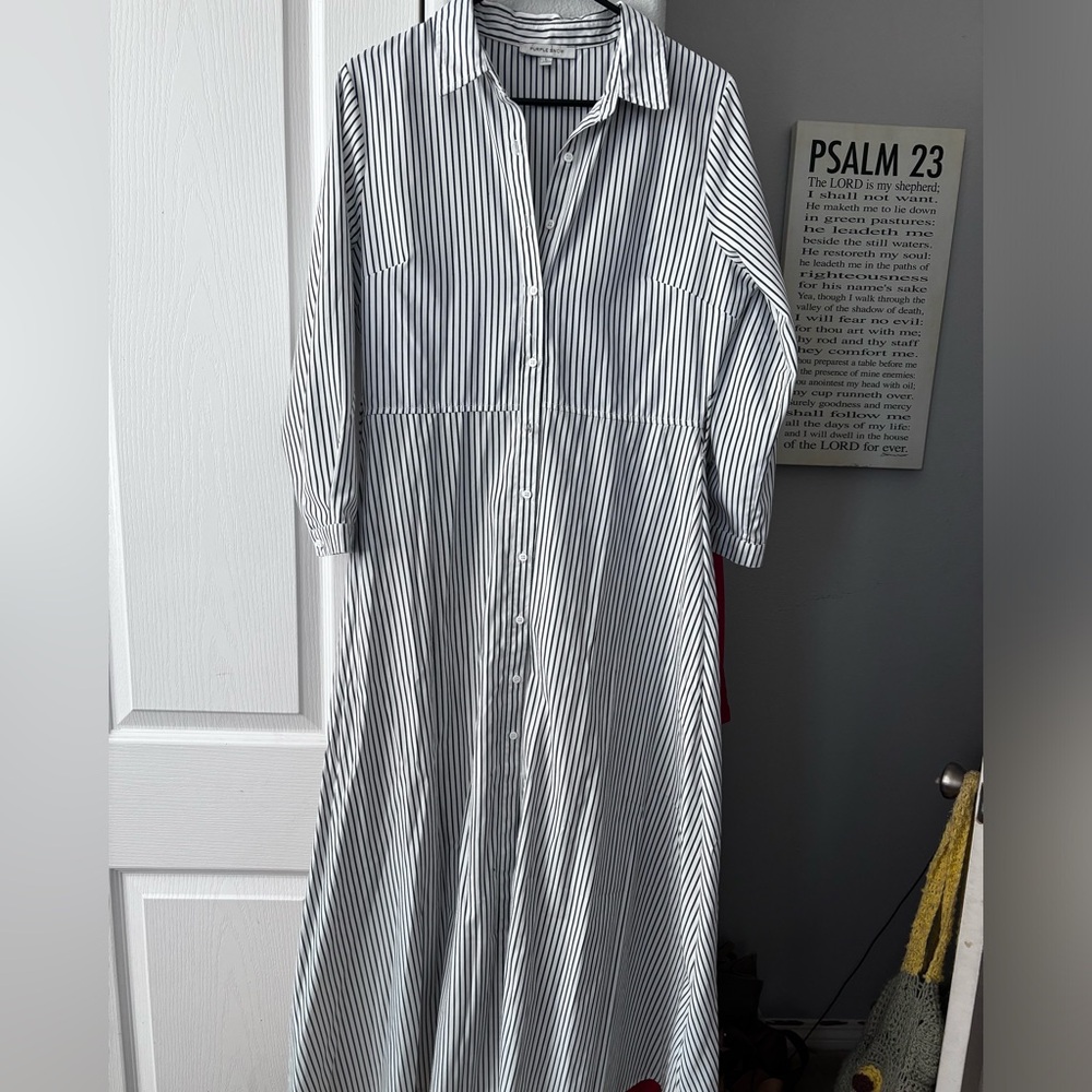 Button up stripped maxi dress